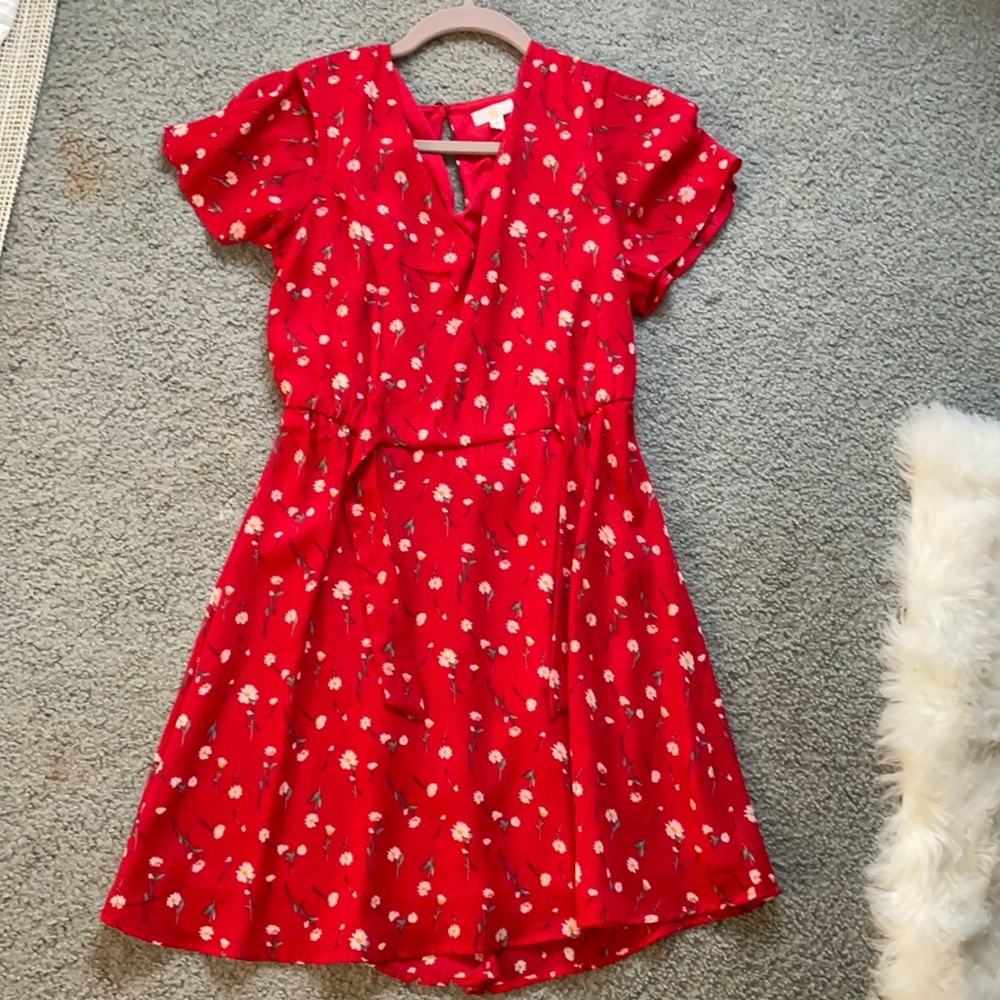 Red Floral Mini Dress